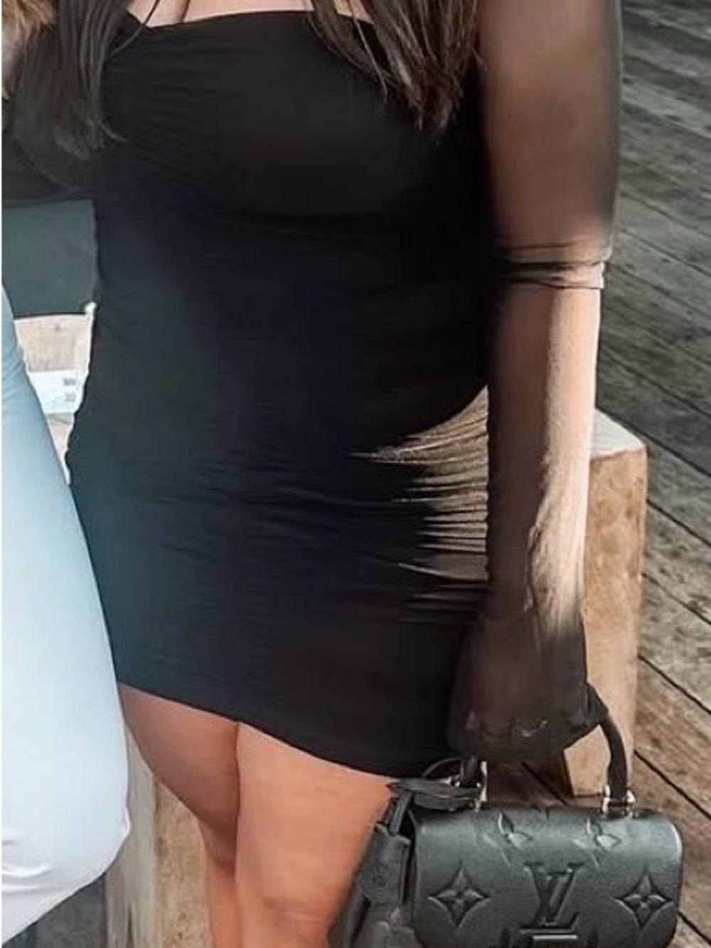Amazon Black Sheer-Sleeve Bodycon Dress - Women - Picture 2 of 9